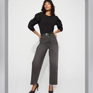 ZARA Women Barrel Style Dark Charcoal Jeans, NWOT, size 12